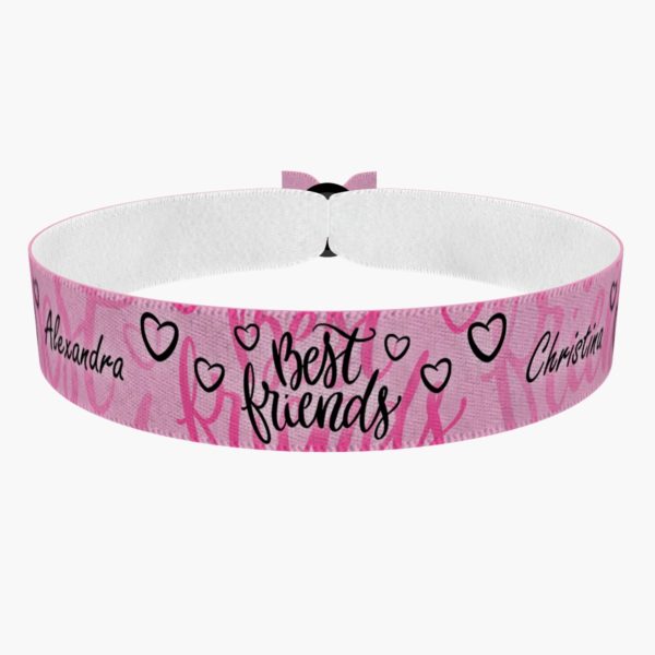 Ansicht von vorne: Best Friends rosa Stoffarmband