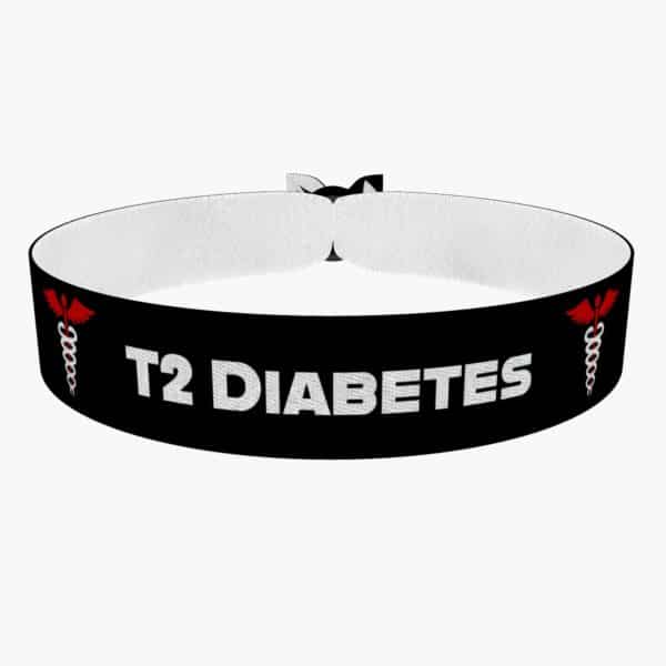T2 Diabetes schwarz Stoffarmband - Ansicht 1