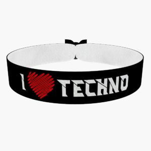 I Love Techno schwarz Stoffarmband - Ansicht 1