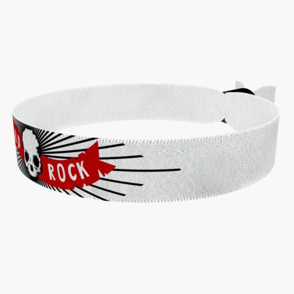 Ansicht von links vorne: Hard Rock weiß Stoffarmband