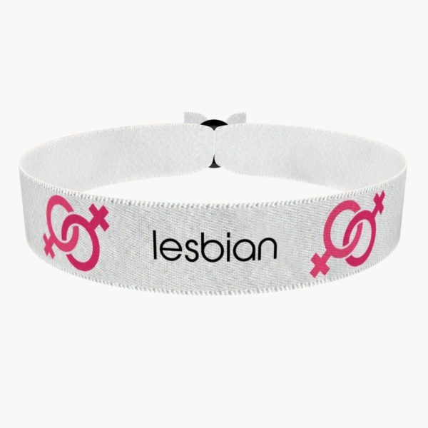 Lesbian Symbol Text weiß Stoffarmband - Ansicht 1