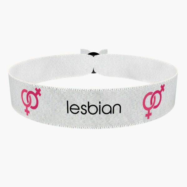 Lesbian Symbol Text weiß 2 Stoffarmband - Ansicht 1