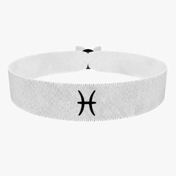 Ansicht von vorne: Fisch Sternzeichen Symbol weiß Stoffarmband