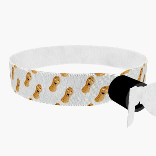 Ansicht von links hinten: No Nut November versagt weiß Stoffarmband