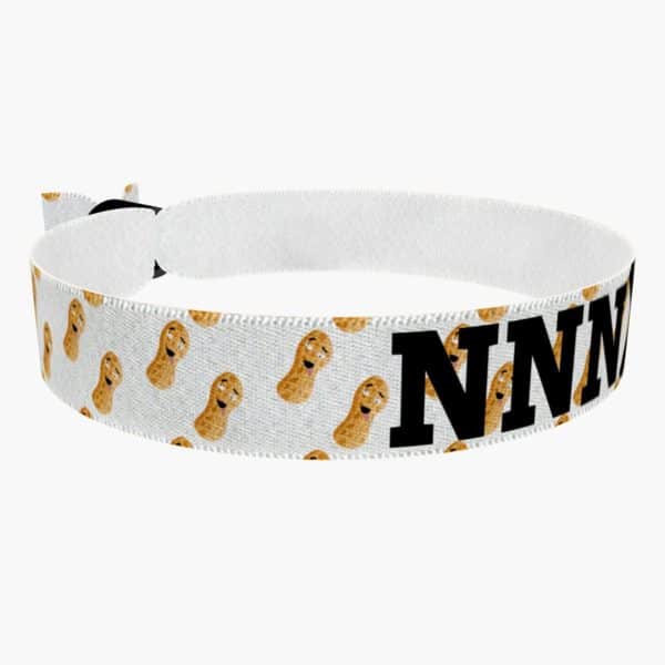 Ansicht von rechts vorne: No Nut November versagt weiß Stoffarmband