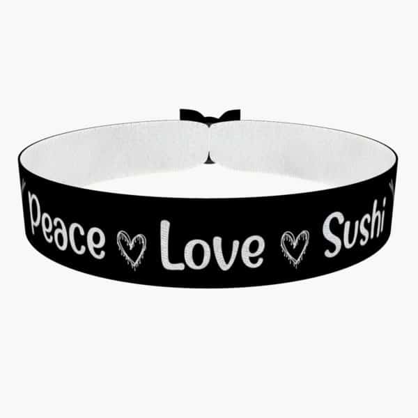 Peace Love Sushi schwarz Stoffarmband - Ansicht 1