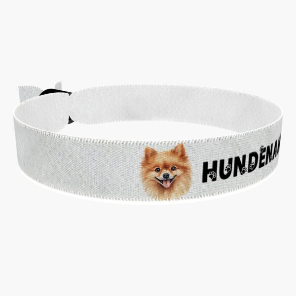 Ansicht von rechts vorne: Huskey Stoffarmband anpassbar mit Name