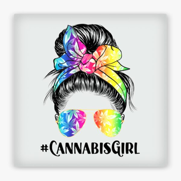 Ansicht von vorne: Kühlschrankmagnet Cannabis Girl mit buntem Haarband Design