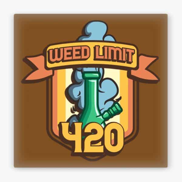 Ansicht von vorne: Kühlschrankmagnet Weed Limit 420 mit Rauch und Bong Motiv