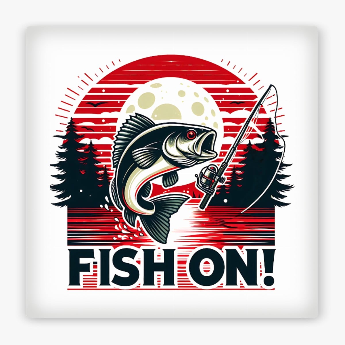 Ansicht von vorne: Kühlschrankmagnet Angeln Motiv Fisch und Angelbedarf