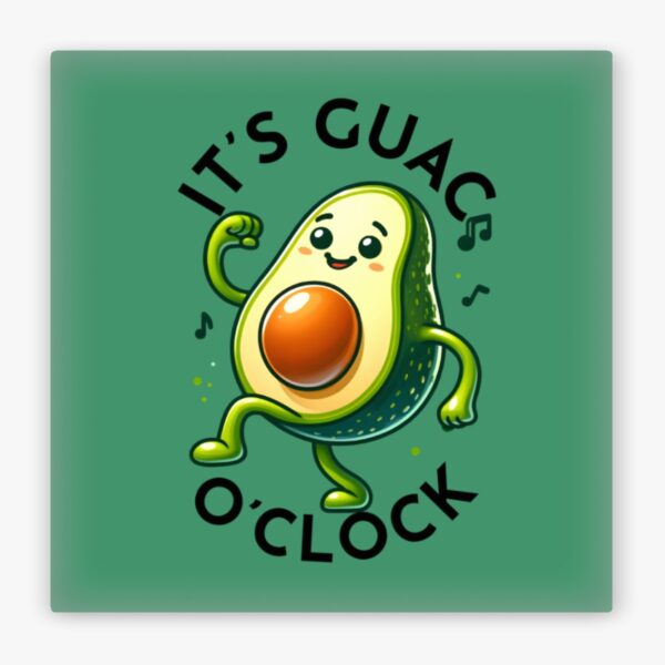 Ansicht von vorne: Kühlschrankmagnet Avocado It's Guac O'Clock lustig dekorativ