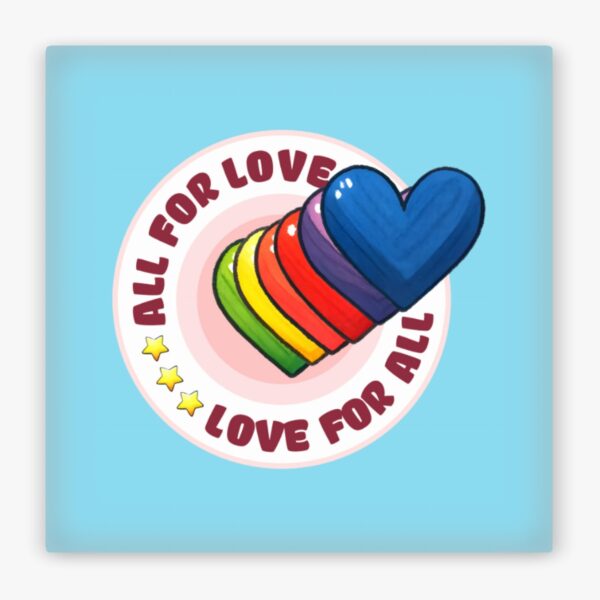 Ansicht von vorne: Kühlschrankmagnet All for Love LGBTQ Herzmotiv bunt