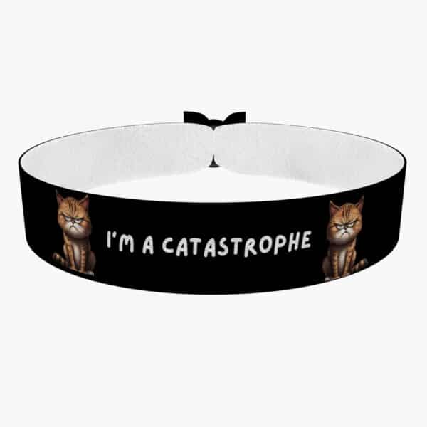 Ansicht von vorne: Stoffarmband mit Katzenmotiv für Katzenliebhaber