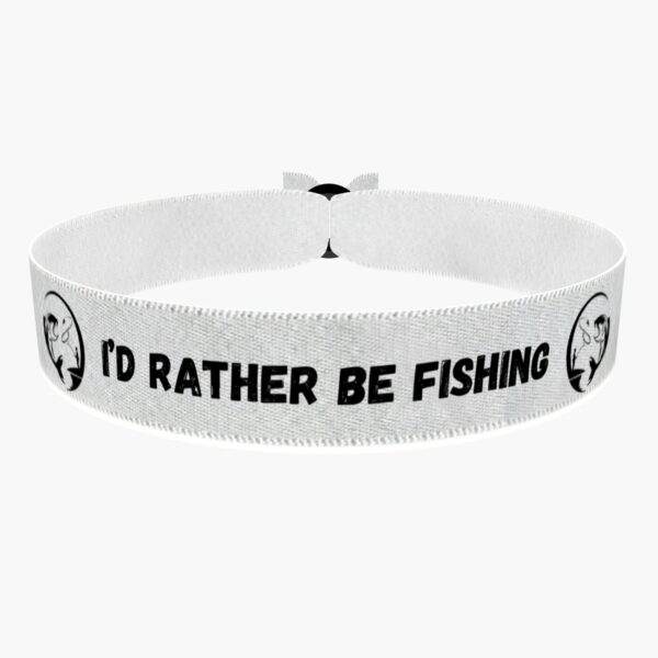 Ansicht von vorne: Stoffarmband mit dem Motiv I'd Rather Be Fishing
