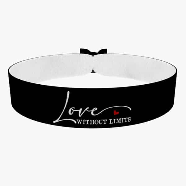 Ansicht von vorne: Love without limits Stoffarmband