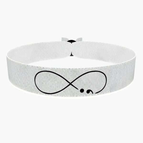 Ansicht von vorne: Unendlich Continue Stoffarmband weiß