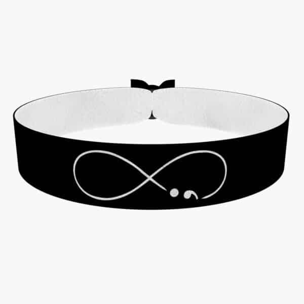 Ansicht von vorne: Unendlich Continue Stoffarmband schwarz