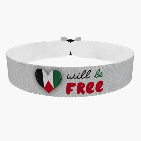 Ansicht von vorne: Palestine will be free Palästina Stoffarmband