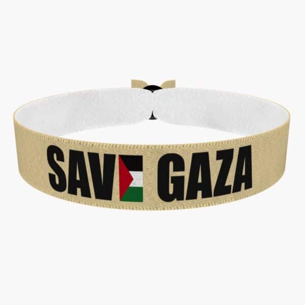 Ansicht von vorne: Save Gaza Palästina Stoffarmband